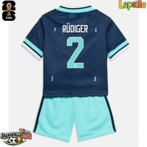 Saksa Antonio Rudiger #2 Vieraspaita Lapsille MM-kisat 2026 Lyhythihainen (+ shortsit)